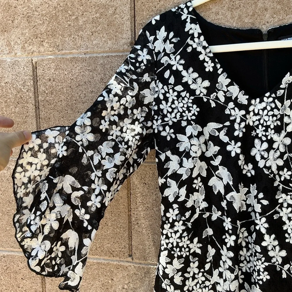 NWOT Karl Lagerfeld Carys Floral Lace Midi Dress Size 8 Whimsical Romantic